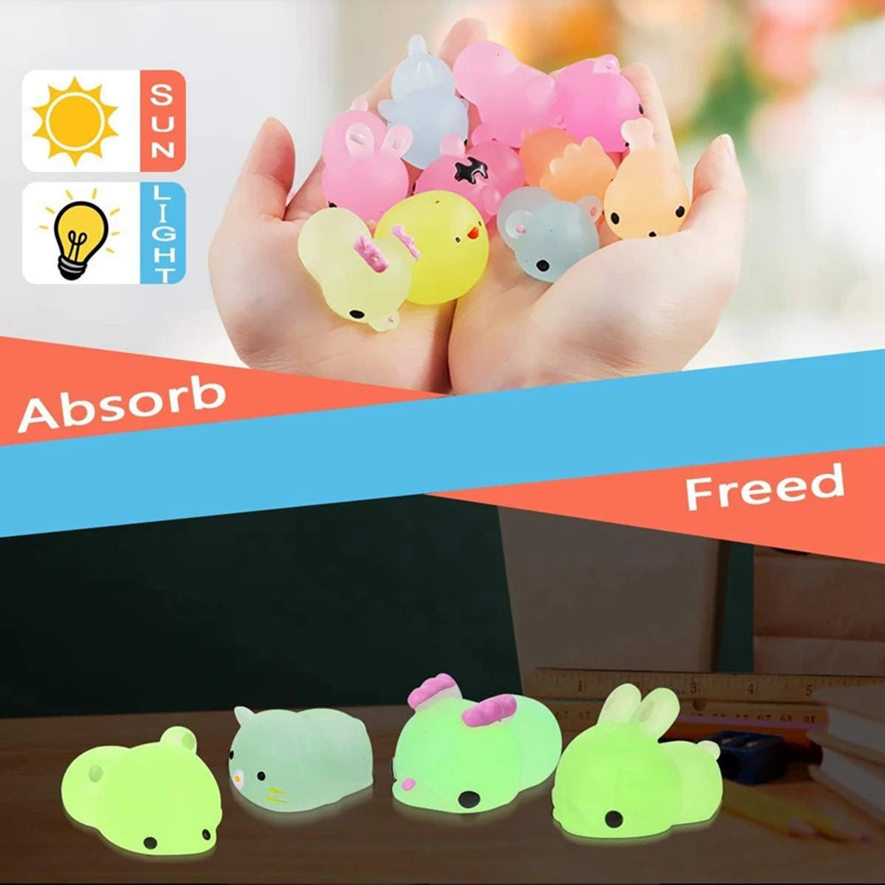Glow in the Dark Mochi Animal Squishy Set