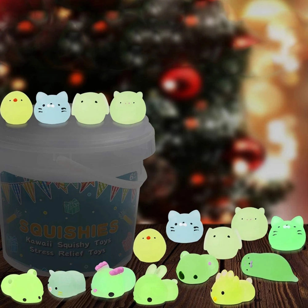 Glow in the Dark Mochi Animal Squishy Set