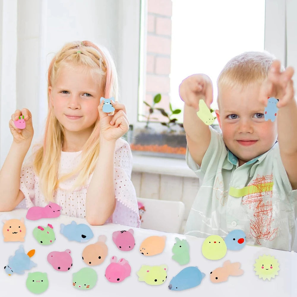 Glow in the Dark Mochi Animal Squishy Set