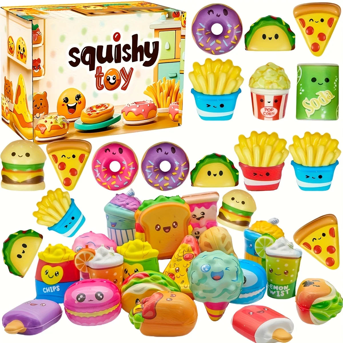 12-Piece Mini Squishy Toy Set – Random Stress Relief Fidget Pack