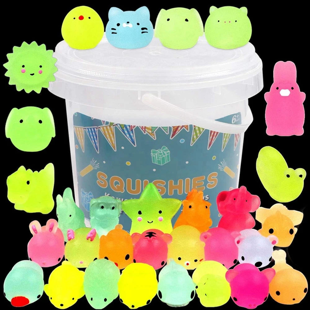 Glow in the Dark Mochi Animal Squishy Set